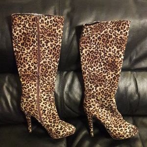Worthington Knee High Leopard Boots
